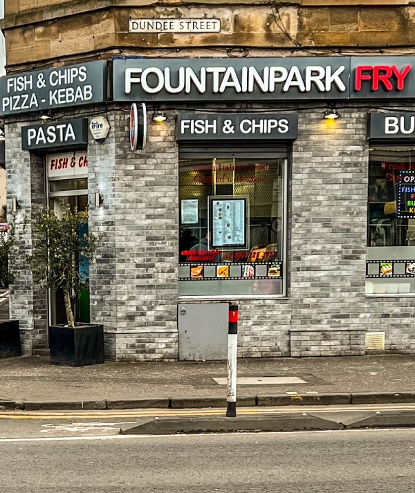 the Exterior of Fountain Park Fry Takeaway in Edinburgh 